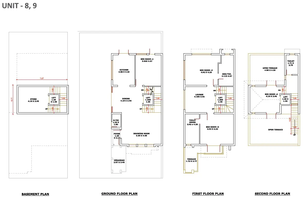 Units 8 and 9 Floor Plans